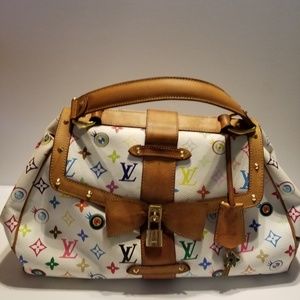 Takashi Murakami x Louis Vuitton White Monogram Multicolore Eye Love You  Handbag